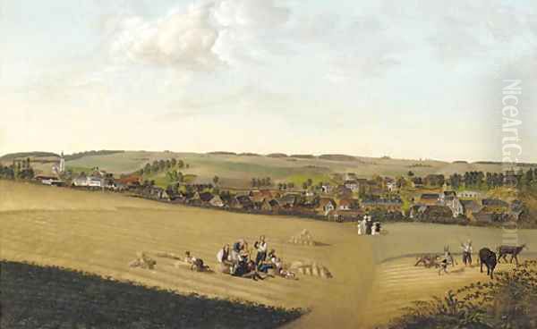 Figures relaxing after the harvest - view 1
