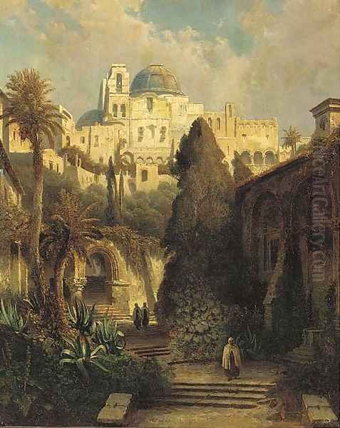 A garden below a mosque - view 1