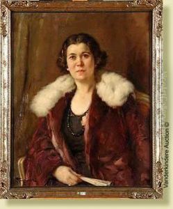 Portrait De Femme Au Col De Fourrure by Fernand Toussaint
