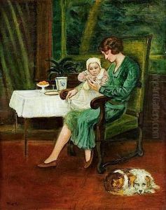 Femme Et Son Enfant Dans Un Interieur