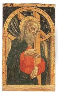 Saint Andrew, in an architectural niche