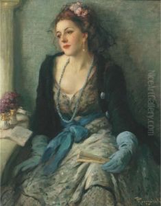 Femme Elegante A L'opera by Fernand Toussaint