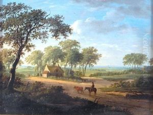 Extensive Landscape With Traveller On Horseback by Charles Towne
