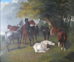 Horses In A Meadow by Charles Towne