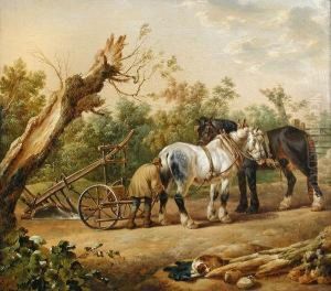 Afarmer Coupling His Horses To The Plough