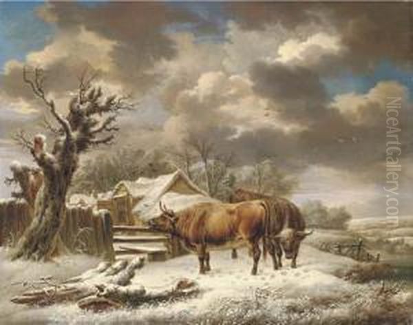Livestock In A Winter Landscape - view 1