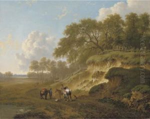 Horsemen Resting By An Escarpment by Charles Towne