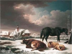 Farm Animals In A Snowy Landscape