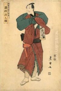 Portrait En Pied De L'acteur Sawamura Gennosuke Dans Le Role D'un Libraire