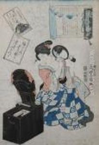 Geisha With Cosmetic Box. by Toyokuni