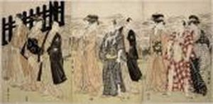 Kabuki Actors And Beauties by Toyokuni