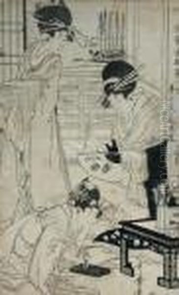 Couple By A Treewoodblock Print - view 1