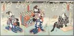 Shishimai(lion Dance) by Toyokuni