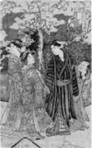 Oban
. Blatt Aus Einem Triptychon. Junger Gast Flaniert In Begleitung Von Zwei
Shinzo
Und Eines
Takomochi
Auf Dem Nakanocho, Der Hauptstrase Des Yoshiwara, Zur Kirschblutezeit. Unbezeichnet.
Ex Slg. Fedor Sibeth
Sehr Guter Druck, Etwas Verbla by Toyokuni