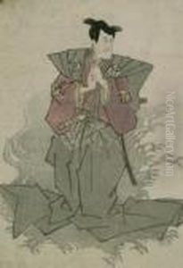 Der Geist Eines Samureis.
Schauspielstuck "sendai-hagi", Die Rolle "nikki - Daudjo".
Farbholzschnitt Auf Japan. 26 X 18,8 Cm. Auf Der Unterlage Mit
Sammlungsstempel "v. D. Gabelentz, Poschwitz". An Den Oberen Ecken Auf
Die Unterlage Montiert. by Toyokuni