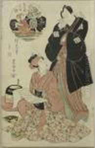 I . Zwei Schauspieler In Der Garderobe. Japan by Toyokuni
