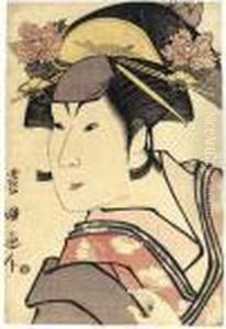 Okubi-e Of Iwai Hanshiro Iv In An Unidentified Onnagata Role Okubi-e Of Iwai Hanshiro Iv In An Unidentified Onnagata Role