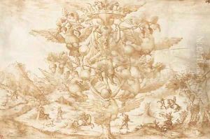 An allegory of Victory on a oak tree by Valerio Spada