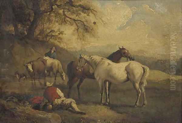 Drovers watering livestock - view 1
