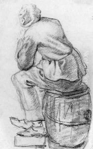 A man seated on a barrel
