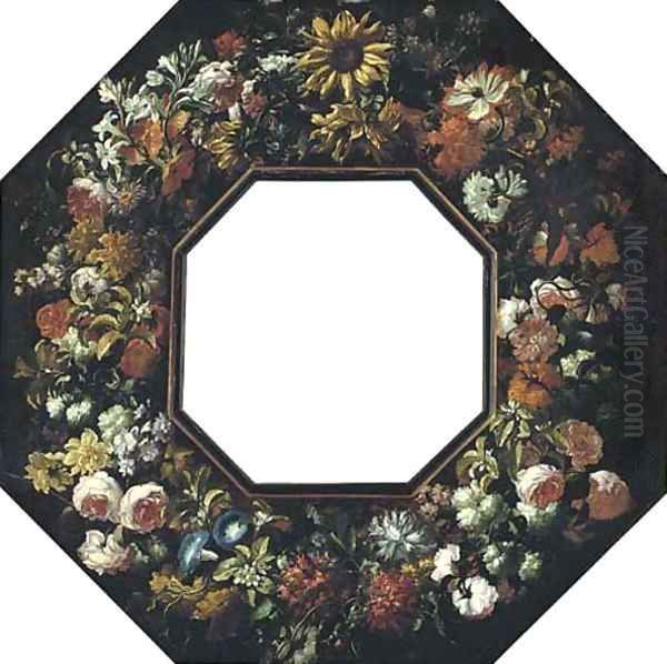 A floral cartouche with sunflowers - view 1