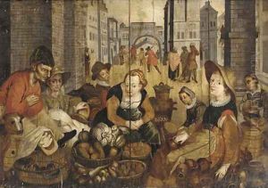 A street market by Jean Baptiste de Saive