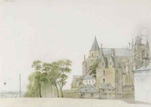A study of the side of Nantes Cathedral and it's surrounding buildings