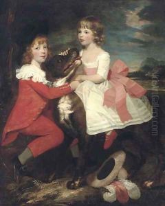 Portrait of two children with a dog by Gilbert Stuart