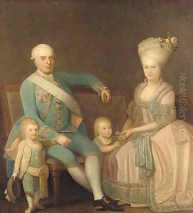 Portrait of a family group by Danish School