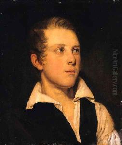 Portrait of a Gentleman, bust length, in a black waistcoat and white shirt by Danish School