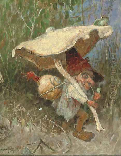A travelling gnome with his toadstool - view 1