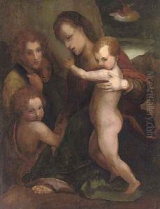The Madonna and Child with the Young Saint John the Baptist and an Angel, the Annunciation to the Shepherds in the distance