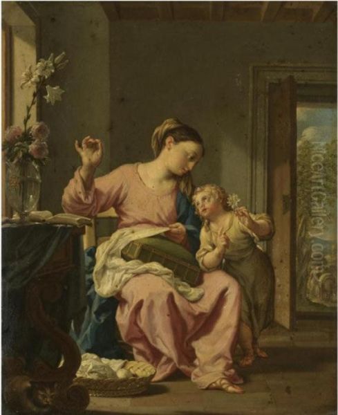 The Madonna Sewing With The Christ Child - view 1