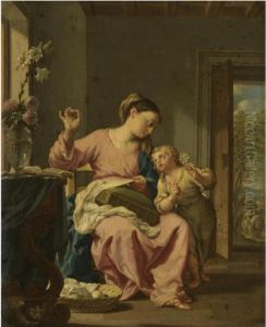 The Madonna Sewing With The Christ Child