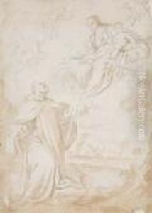A Monk Kneeling Before The Virgin And Child by Francesco Trevisani