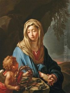 Maria Maddalena In Meditazione Sui Simboli Della Passione Di Cristo by Francesco Trevisani
