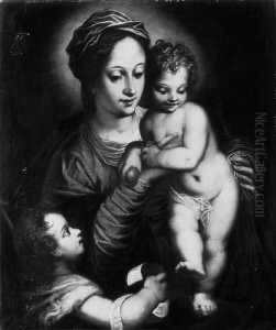 Nachfolge Madonna Mit Kind Und Dem Johannesknaben. Ol Auf Leinwand. H 76; B 63 Cm by Francesco Trevisani