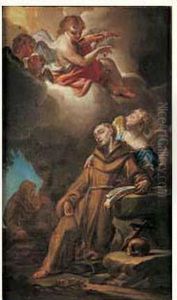 Saint Francois D'assise Soutenu Par Un Ange by Francesco Trevisani