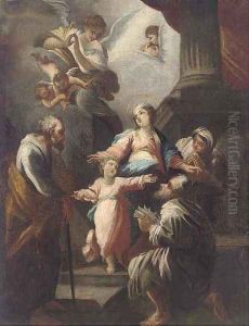 The Holy Family with saints and angels by Giovanni Camillo Sagrestani