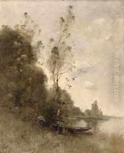 Paysage A La Barque by Paul Trouillebert