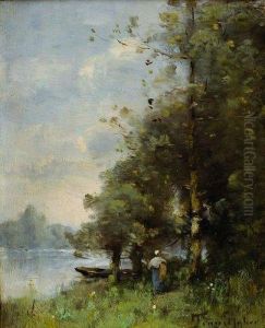 Bord De Riviere Par Une Matinee D'ete by Paul Trouillebert