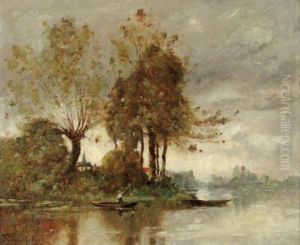 Le Passeur Traversant La Vienne Pres De Candes by Paul Trouillebert