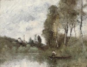 A Fisherman On The River by Paul Trouillebert