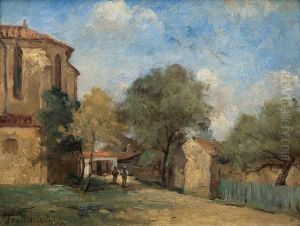Une Rue Et Oliviers A Menton