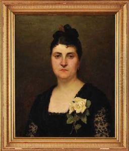 Portrait De Femme A La Rose by Paul Trouillebert