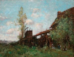 Lavandiere En Face D'un Moulin. Lavandiere En Face D'un Moulin.