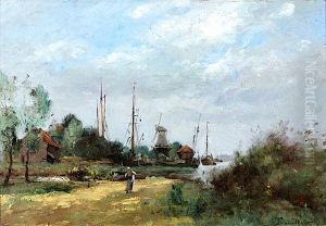 Paysage A La Lavandiere Et Au Moulin