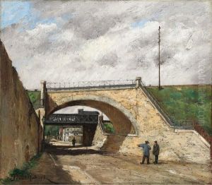 Le Chemin De Fer De Ceinture, Le Pont De La Rue Rottenbourg A Paris by Paul Trouillebert