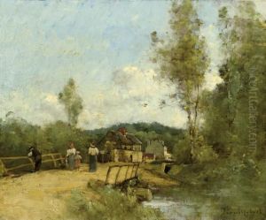 Brucke Im Dorf. by Paul Trouillebert