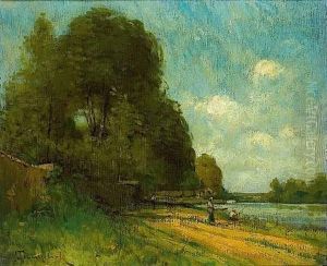 Pecheurs En Bord De Riviere by Paul Trouillebert